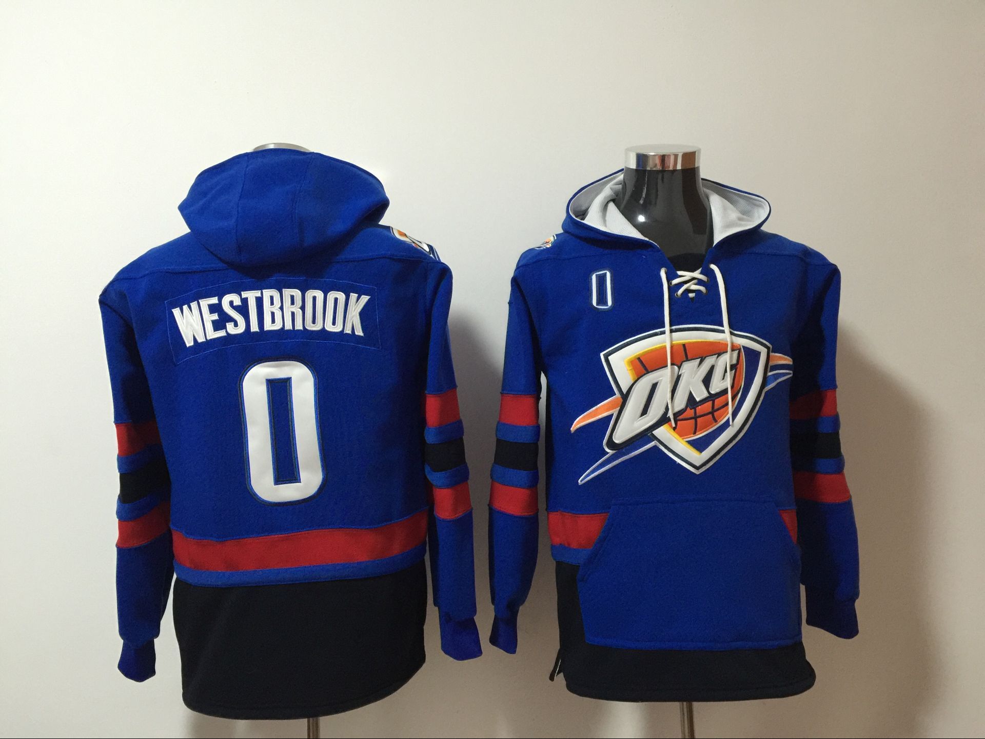 Men 2017 NBA Oklahoma City Thunder #0 Russell Westbrook blue Hoodie